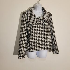 Talbots size 12 herringbone black/white wool blend coat